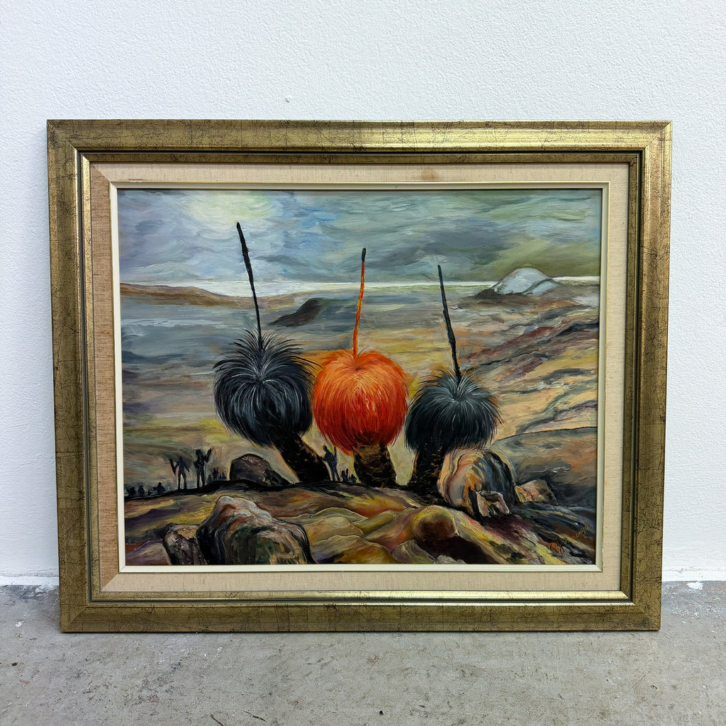Framed Landscape Painting Australian Grass Trees