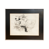 Framed Vintage Pencil Sketch Drawing Of A Musical Afternoon