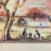 Painting of a rural scene with people, animals, and a cart.