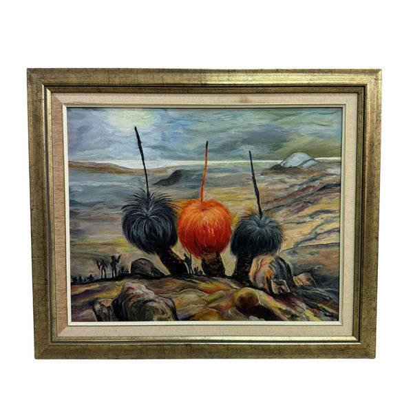 Framed Landscape Painting Australian Grass Trees