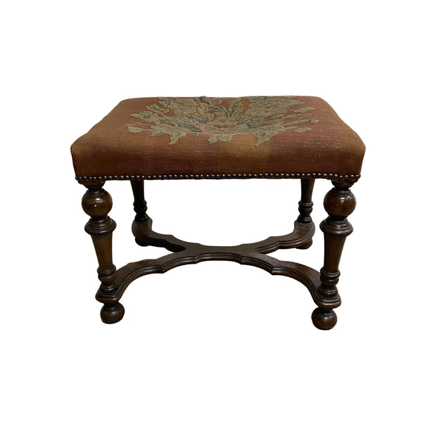 French Louis XIV Style Tapestry Top Stool