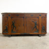 Art Deco French Oak & Walnut Sideboard With Green Marble Top
