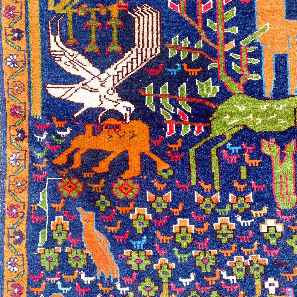 Hand Knotted Persian Pictorial Wool Rug