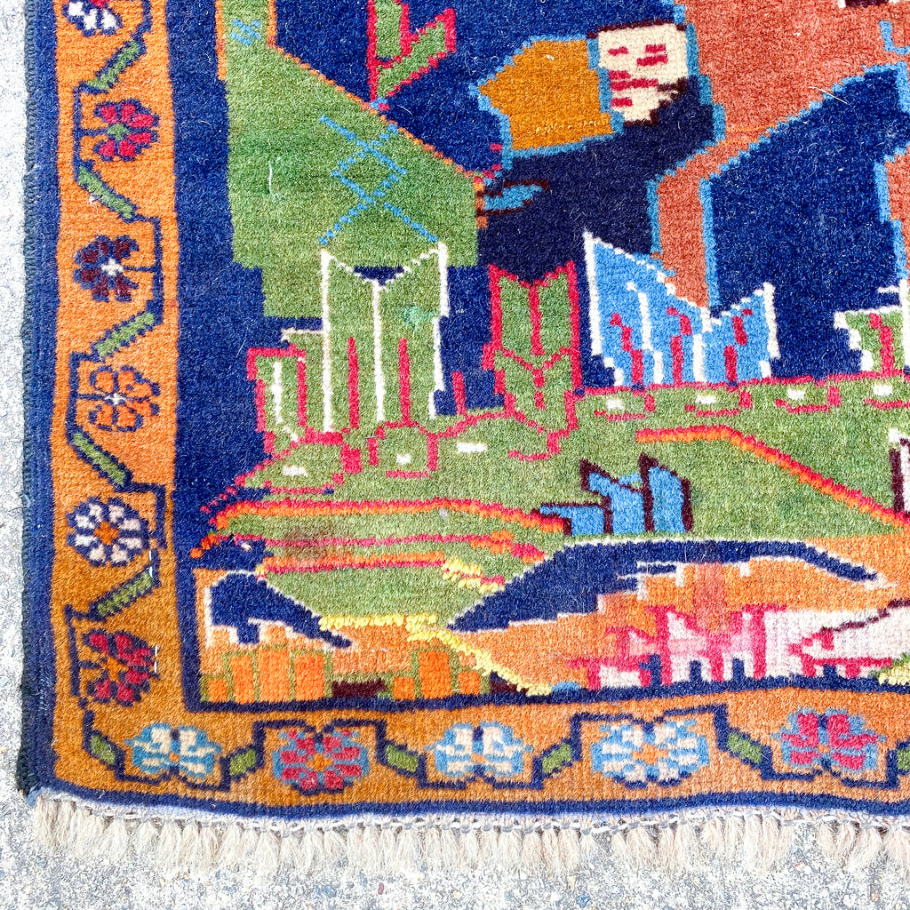 Hand Knotted Persian Pictorial Wool Rug