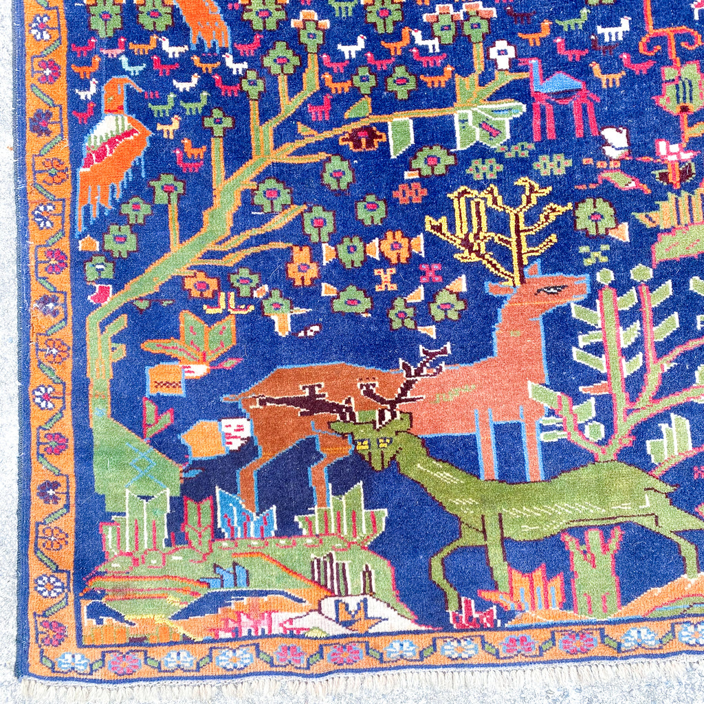 Hand Knotted Persian Pictorial Wool Rug