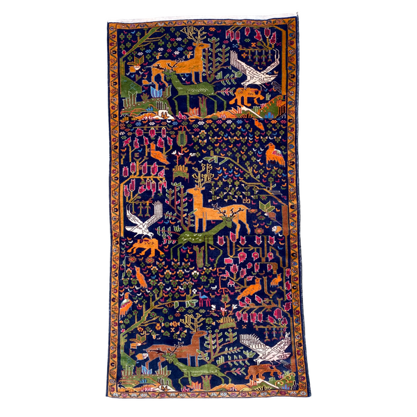 Hand Knotted Persian Pictorial Wool Rug