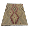 Hand Woven Afghan Wool Beige And Red Kilim Rug #054