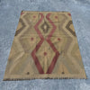 Hand Woven Afghan Wool Beige And Red Kilim Rug #054