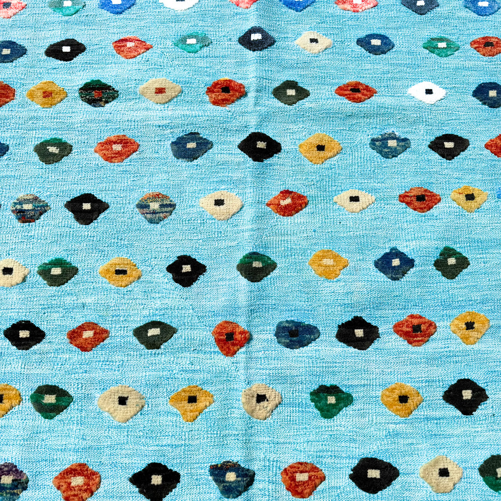Hand Woven Afghan Wool Blue Kilim Rug #040