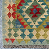 Hand Woven Afghan Wool Green And Blue Kilim Rug #021