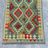 Hand Woven Afghan Wool Green And Blue Kilim Rug #021