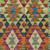 Hand Woven Afghan Wool Green Tones Kilim Rug #018