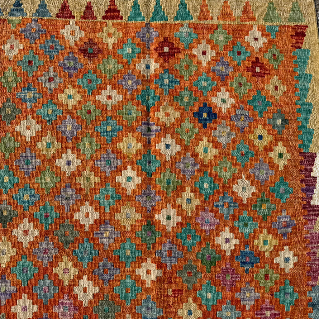Hand Woven Afghan Wool Multi Coloured Kilim Rug #001