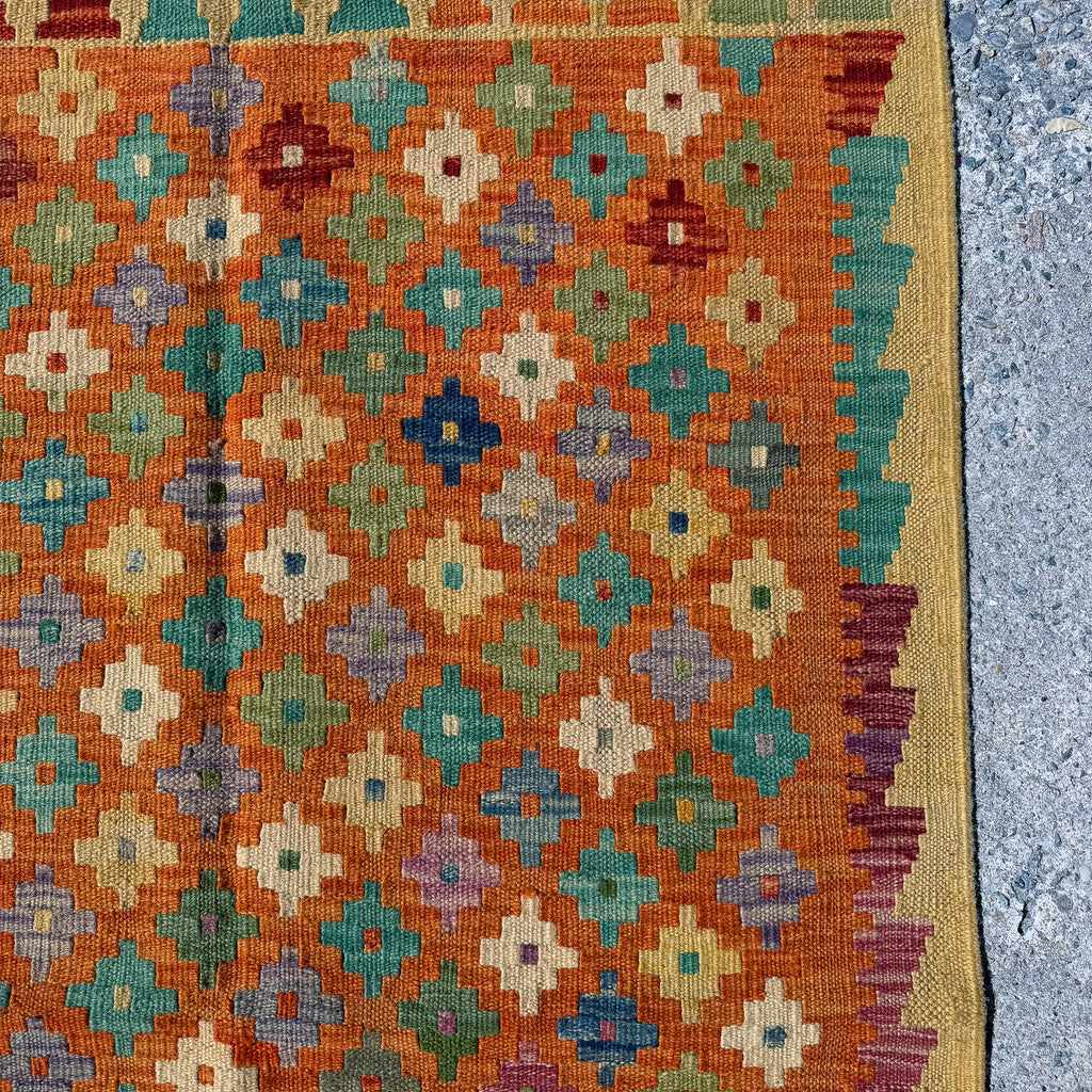 Hand Woven Afghan Wool Multi Coloured Kilim Rug #001