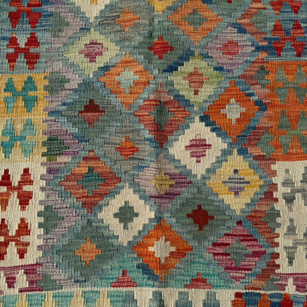 Hand Woven Afghan Wool Multi Coloured Kilim Rug #002
