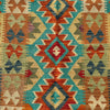 Hand Woven Afghan Wool Orange And Blue Kilim Rug #010