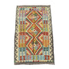 Hand Woven Afghan Wool Orange And Blue Kilim Rug #011