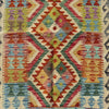 Hand Woven Afghan Wool Orange And Blue Kilim Rug #011