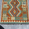 Hand Woven Afghan Wool Orange And Cream Kilim Rug #013