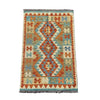 Hand Woven Afghan Wool Orange And Cream Kilim Rug #013