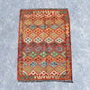 Hand Woven Afghan Wool Red And Orange Kilim Rug #020