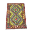 Hand Woven Afghan Wool Red And Yellow Kilim Rug #014