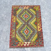Hand Woven Afghan Wool Red And Yellow Kilim Rug #014