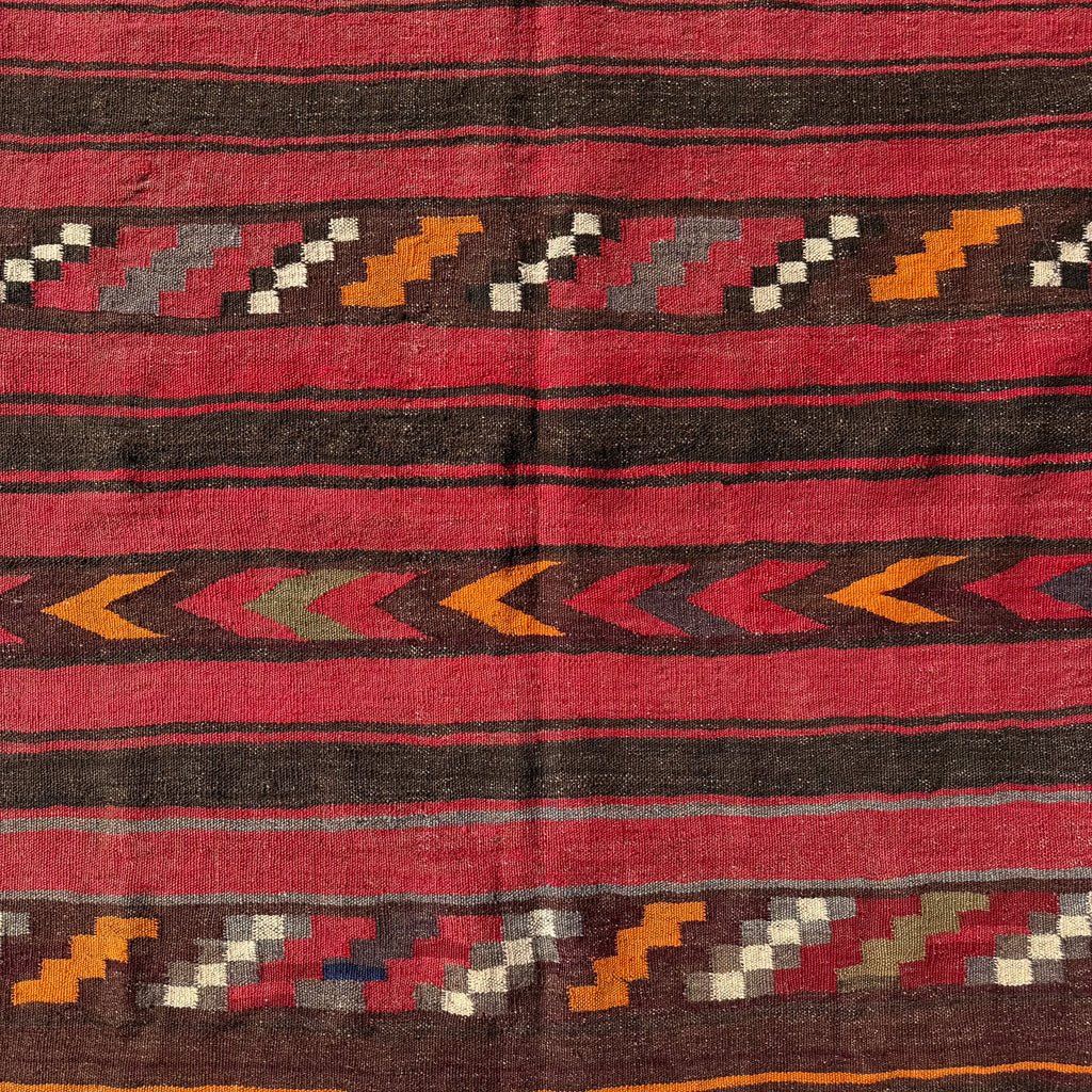Hand Woven Afghan Wool Red Kilim Rug #051