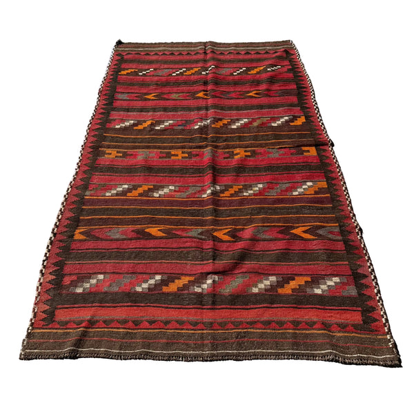 Hand Woven Afghan Wool Red Kilim Rug #051