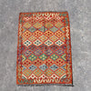 Hand Woven Red & Orange Afghan Wool Kilim Rug #020