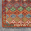 Hand Woven Red & Orange Afghan Wool Kilim Rug #020
