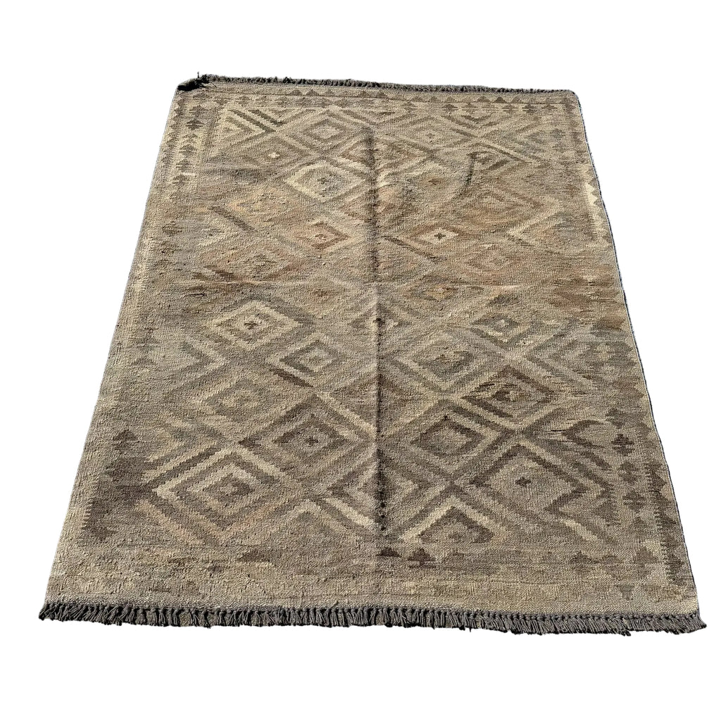 Hand Woven Wool Beige Kilim Rug #053