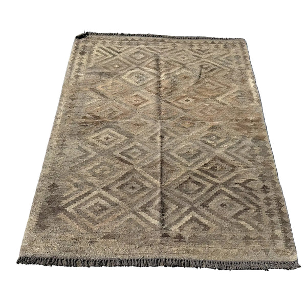 Hand Woven Wool Beige Kilim Rug #053