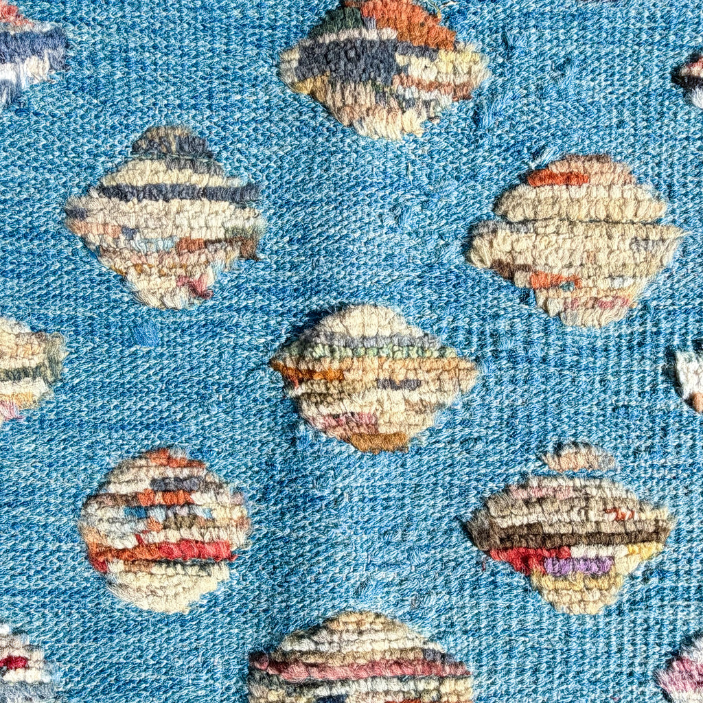 Blue Handmade Wool Kilim Rug Oval Feature Pattern