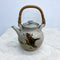 Handcrafted Ceramic Oriental Teapot with Bamboo Wrapped Handle