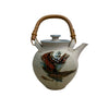 Handcrafted Ceramic Oriental Teapot with Bamboo Wrapped Handle