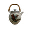 Handcrafted Ceramic Oriental Teapot with Bamboo Wrapped Handle