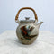 Handcrafted Ceramic Oriental Teapot with Bamboo Wrapped Handle