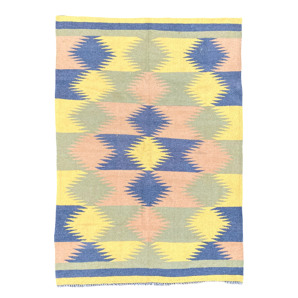 Handmade Wool Kilim Rug With Geometric Pattern