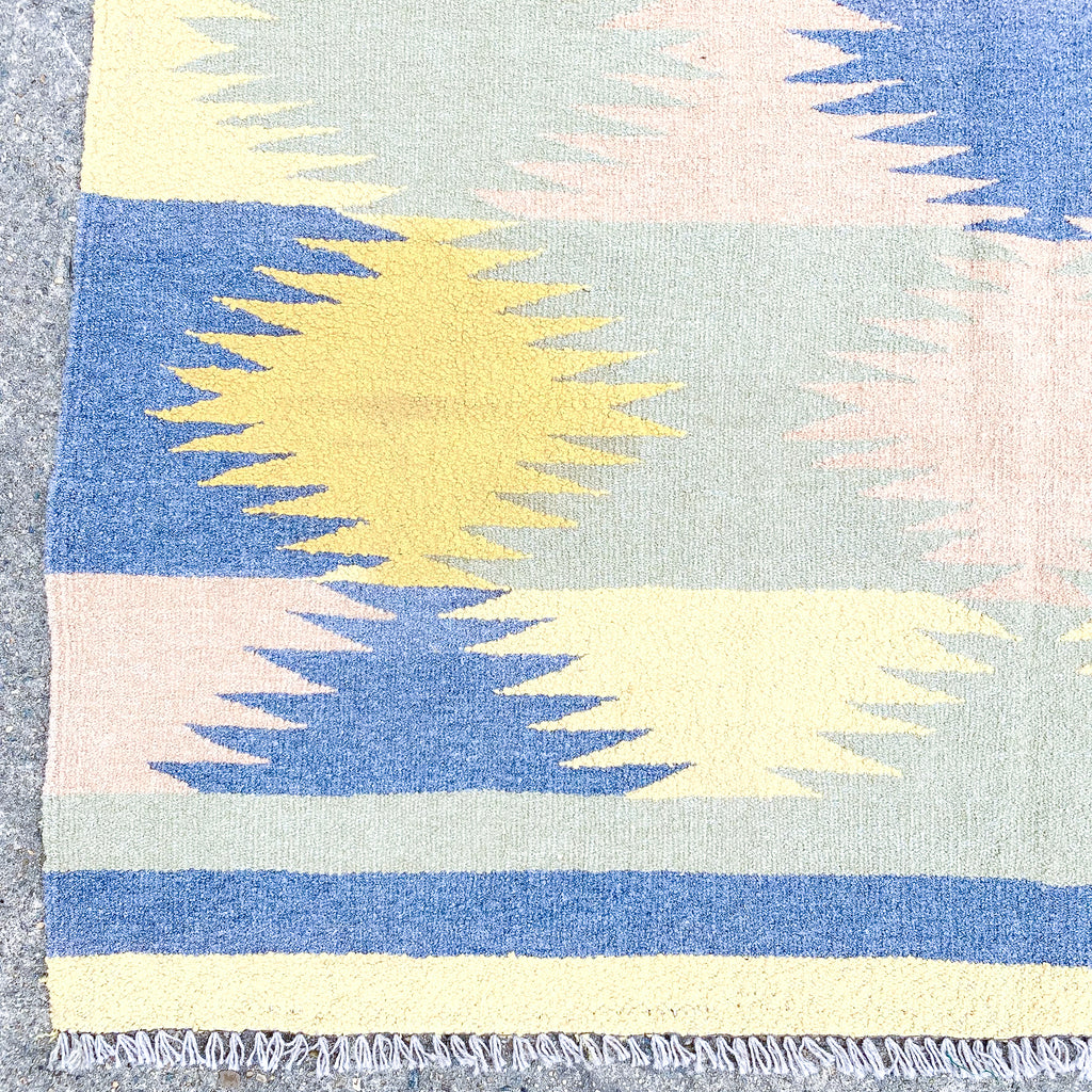 Handmade Wool Kilim Rug With Geometric Pattern