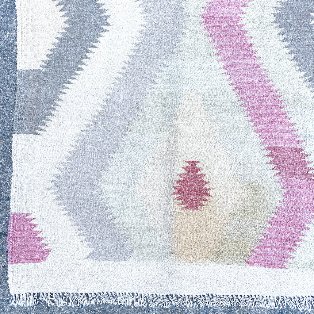 Handmade Wool Kilim Rug With Diamond Pattern