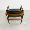 Mid Century Teak Frame Black Vinyl Carver Chair
