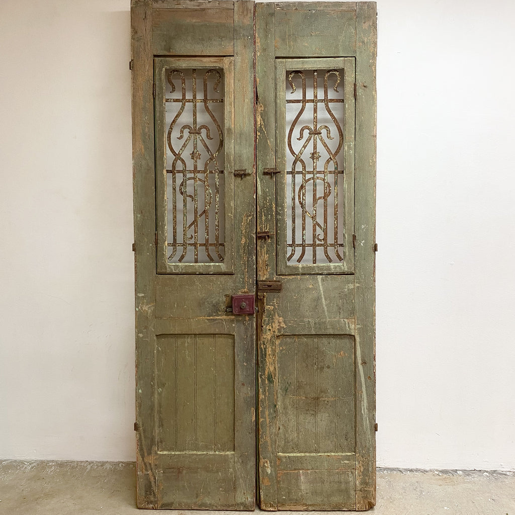 Pair Of Egyptian Baltic Pine Carved French Doors