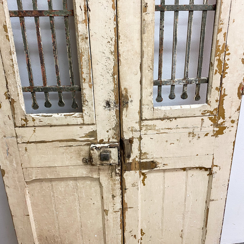 Vintage Egyptian Wrought Iron And Baltic Pine French Doors