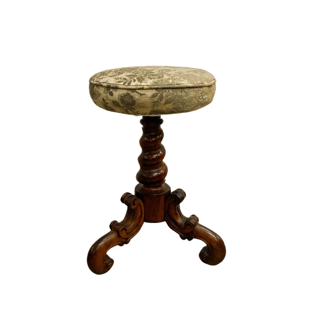 Antique Swivel Stool With Carved Rosewood Tri-foot Base – The Design Ark