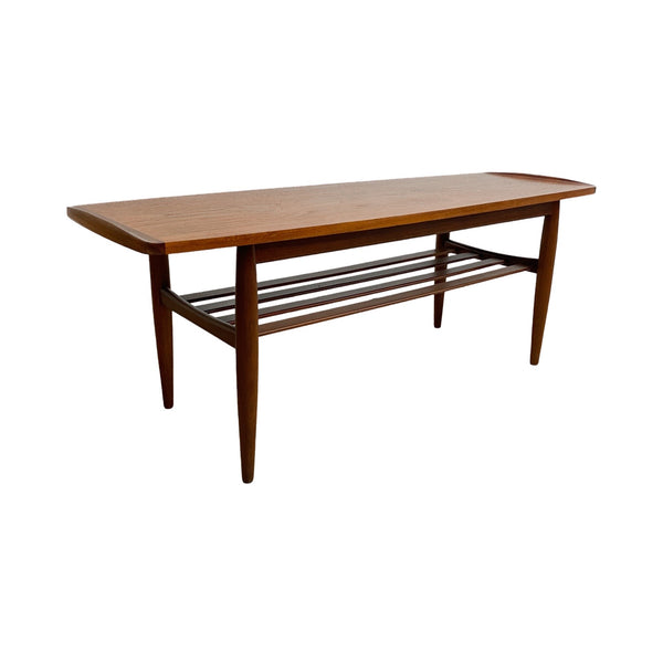 Mid Century Parker Lip End Teak Coffee Table - Restored