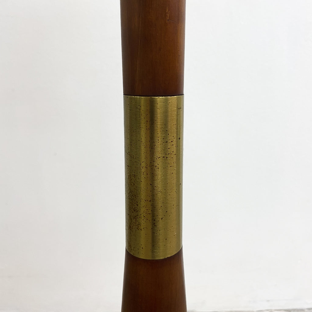 Mid Century Teak And Brass Standard Floor Lamp 1960s