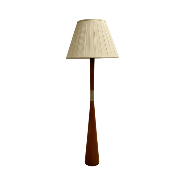 Mid Century Teak And Brass Standard Floor Lamp 1960s
