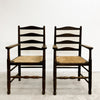 Set Of 6 Classic English Oak Ladderback Rush Dining Chairs