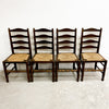 Set Of 6 Classic English Oak Ladderback Rush Dining Chairs
